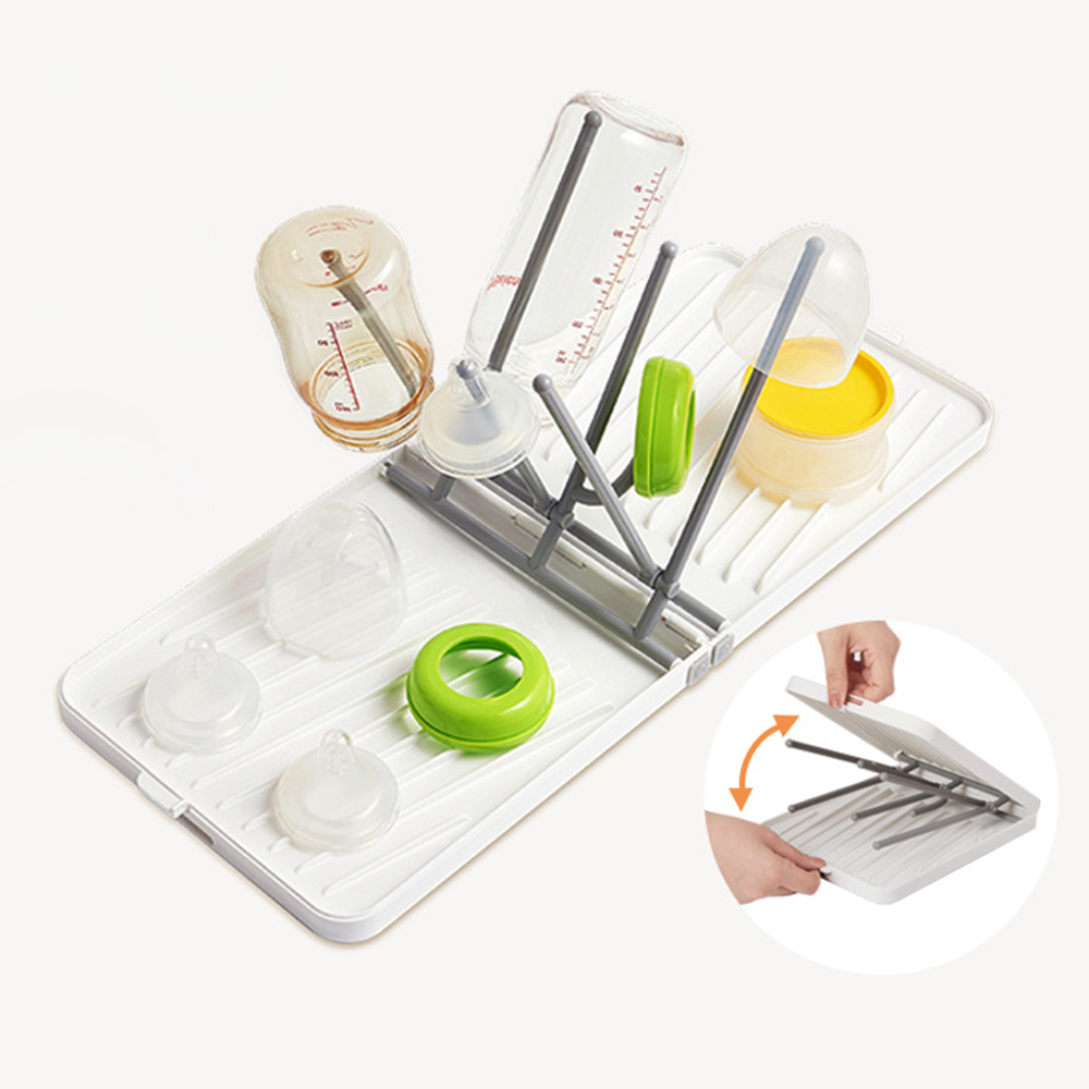 Travel Accessories For 2 Year Old - Foldable Baby Bottle Drying Rack with