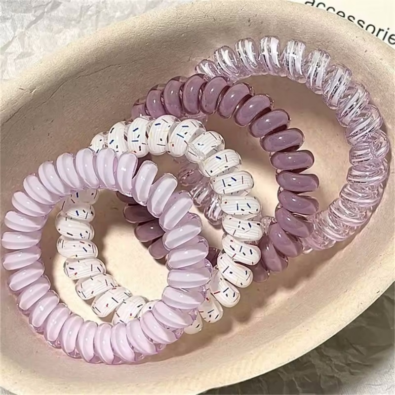 Travel Accessories Set - 4pcs/set Spiral Hair Ties Purple Blue