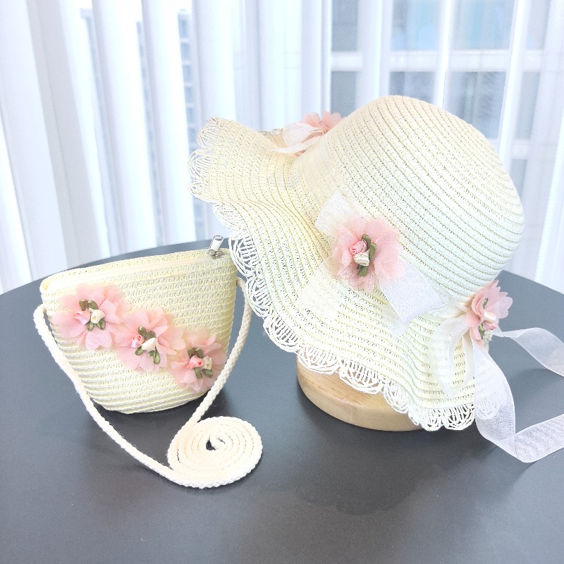 Travel Accessories For 6 Year Old - Girls 2pcs Straw Hat Solid Color